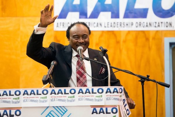 Bob Winn, President of the African American Leadership Organization, speaks during the 2017 San Fernando Valley MLK Community Breakfast, presented by the African American Leadership Organization, Monday, January 16, 2017, at the Boys and Girls Club of the San Fernando Valley. (Photo by Hans Gutknecht, Los Angeles Daily News/SCNG)